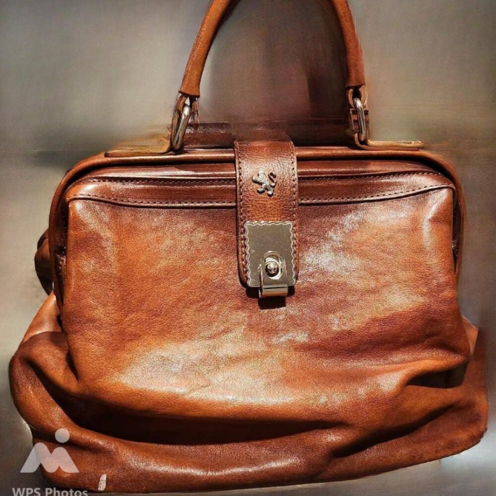 Pratesi Firenze Cognac Leather Satchel Shoulder Bag/Purse Made in Italy
